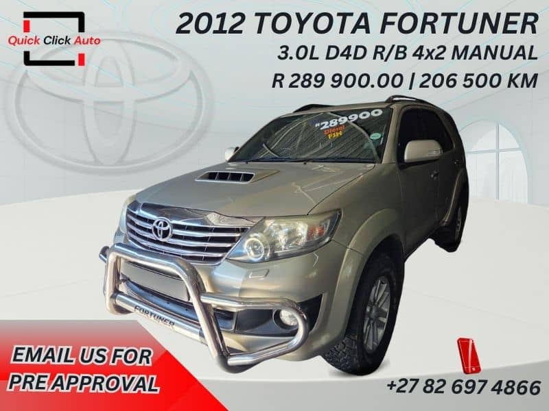 2012 Toyota Fortuner 3.0 D4D R/B 4x2 Manual